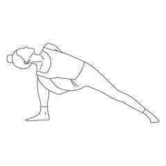 Line art of woman doing Yoga in Bound Extended Side Angle pose vector