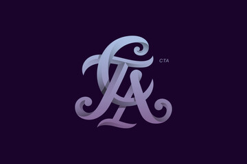 Letter C T and A Monogram Logo Design Vector