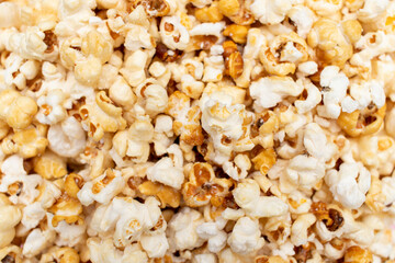 Popcorn texture background. Yellow sweet popcorn texture.