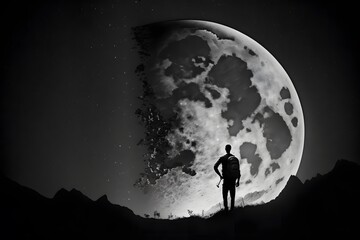 man watching moon created using AI Generative Technology