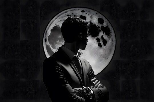 man watching moon created using AI Generative Technology