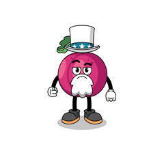 Illustration of plum fruit cartoon with i want you gesture