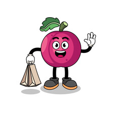 Cartoon of plum fruit shopping