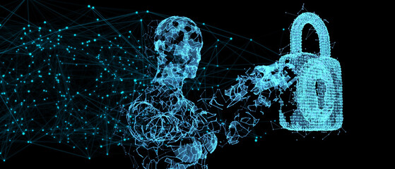 Cyber Security Privacy Business Internet Technology Concept. Data protection. 3d Render illustration.