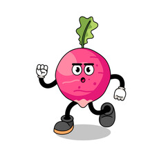 running radish mascot illustration
