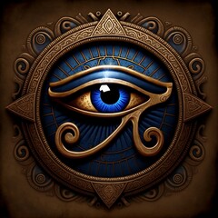 Blue Eye of Ra Egyptian Symbol Generative AI - obrazy, fototapety, plakaty