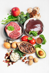 Iron rich foods. Healthy eating concept.
