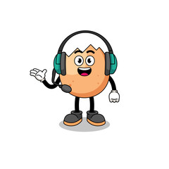 Mascot Illustration of cracked egg as a customer services