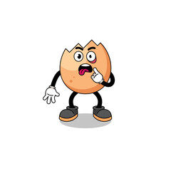 Character Illustration of cracked egg with tongue sticking out