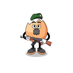 Character cartoon of cracked egg as a special force