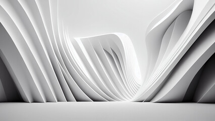 White abstract background with curved lines. 3d illustration.