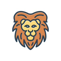 Color illustration icon for lion