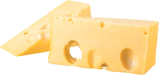 Pieces of Cheese Isolated on White