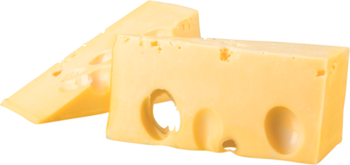 Pieces of Cheese Isolated on White