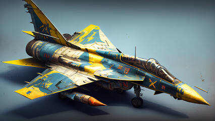 Fighter jet fighter in the sky. Retro style. Generative Ai