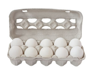 Carton box with white eggs isolated. png transparent