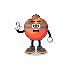 meatball bowl cartoon illustration doing stop hand