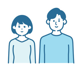Bust-up male and female couple illustration
