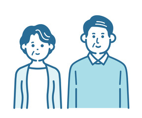 Bust-up illustration of an elderly couple