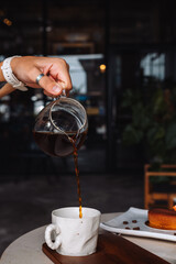 Coffee Breakfast with Cheesecakes and Water with flowers