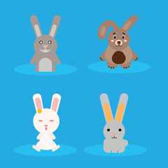 rabbit flat icon illustration