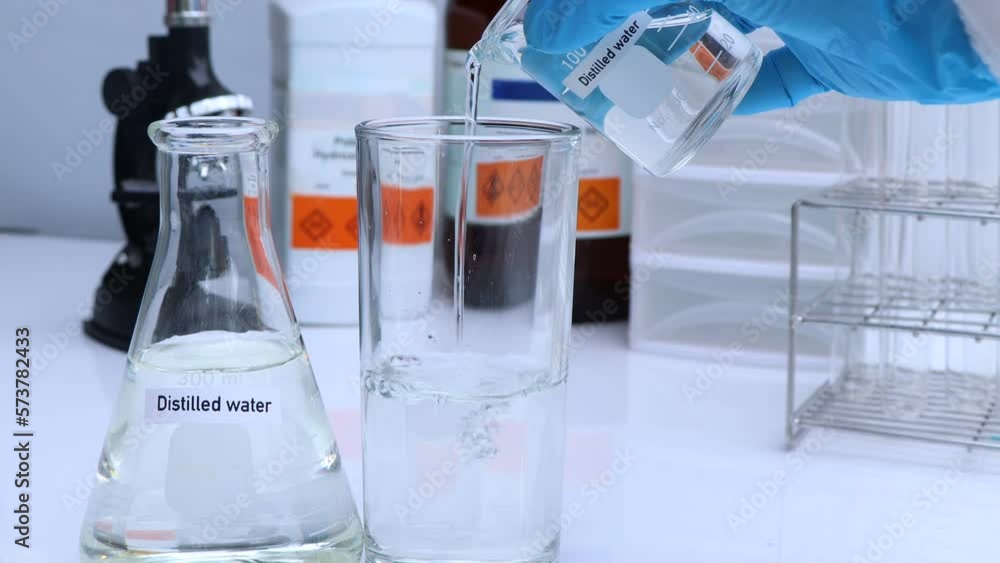 Sticker Distilled water in bottle ,sample water in the laboratory and industry