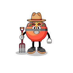 Cartoon mascot of meatball bowl farmer