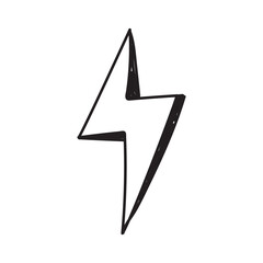 cartoon style lightning bolts and stars. Hand drawn doodles, black and white and color.