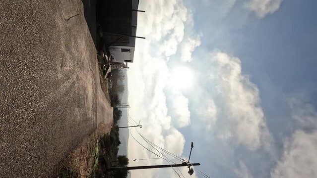 Caravans on an access road in the settlement of Alon Shvut in Gush Etzion. winter day