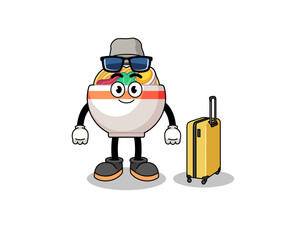 noodle bowl mascot doing vacation