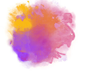 Fototapeta na wymiar Pink watercolor with yellow and purple splash png file