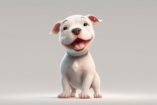 Pitbull dog on a white background. Adorable animal. Generated by generative AI.