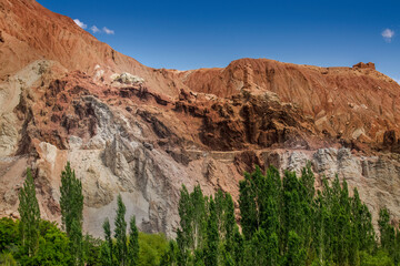 Basgo or Bazgoo, a village situated on the bank of the Indus river in Leh district, Ladakh, India. Ancient cultural and political centre, Basgo Monastery and historical ruins with Himalayan mountains.
