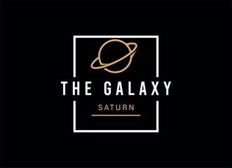 Vector logo on which an abstract image of a planet with an orbit in outer space.