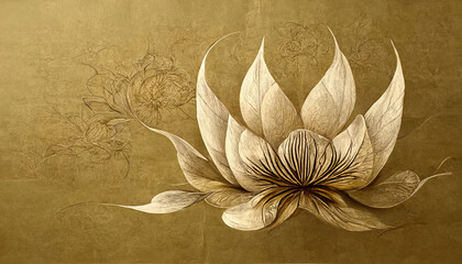 Luxury seamless blooming lotus background illustration. Generative Ai