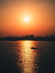 Fototapeta na wymiar Sunset landscape of Yangze river in Nanjing city,Jiangsu province,China