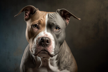 Pitbull Portrait Close Up of Face. Created by Generative AI