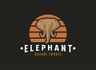 Elephant logo, emblem on dark background. elephant vector logo design template. 