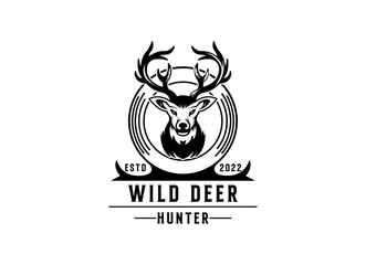 deer hunter logo type, template, and vector