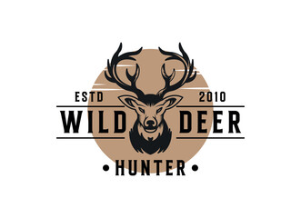deer hunter logo type, template, and vector