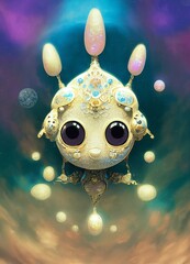 Cute Tiny Hovering Celestial Being Character Generative AI