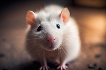 Adorable White Rat Chibi Cute and Friendly Pet. Generative AI.