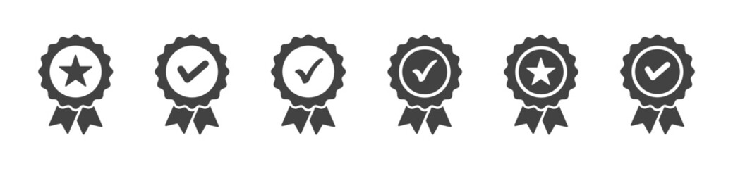 Certified medal vector icons collection