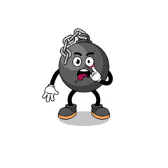 Character Illustration of wrecking ball with tongue sticking out