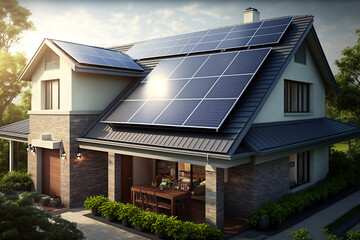 Solar house roof generative art 