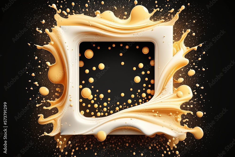 Poster soap or beer foam in yellow, separated from the background. bubble filled froth trickling down as a 