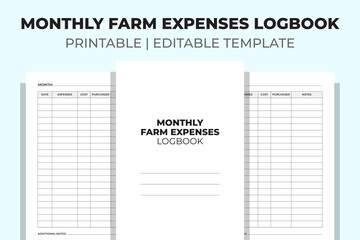 Monthly Farm Expenses Logbook