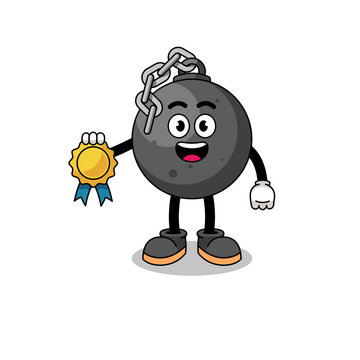 recommend clip art: wrecking ball cartoon illustration with satisfaction guaranteed medal