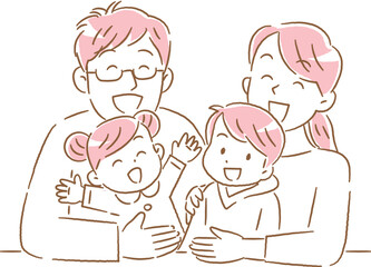 2人の子どもを持つ若い夫婦　4人家族