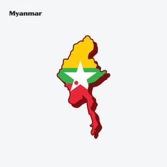 Myanmar Nation Flag Map Infographic